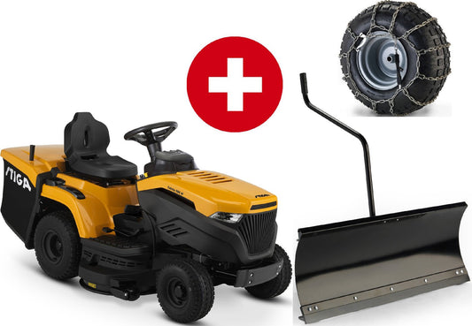 Stiga Rasentraktor Estate 598 W - Winterpaket mit Schneeschild und Schneeketten